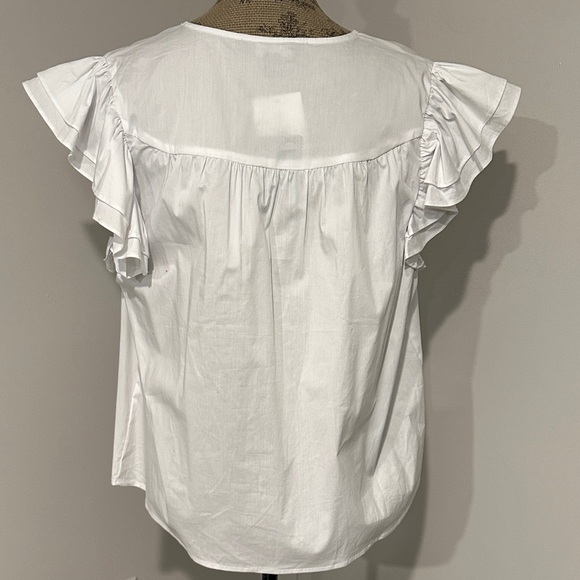 Marc New York White Ruffle flutter cap Sleeve baby doll Top size XL - Picture 3 of 9